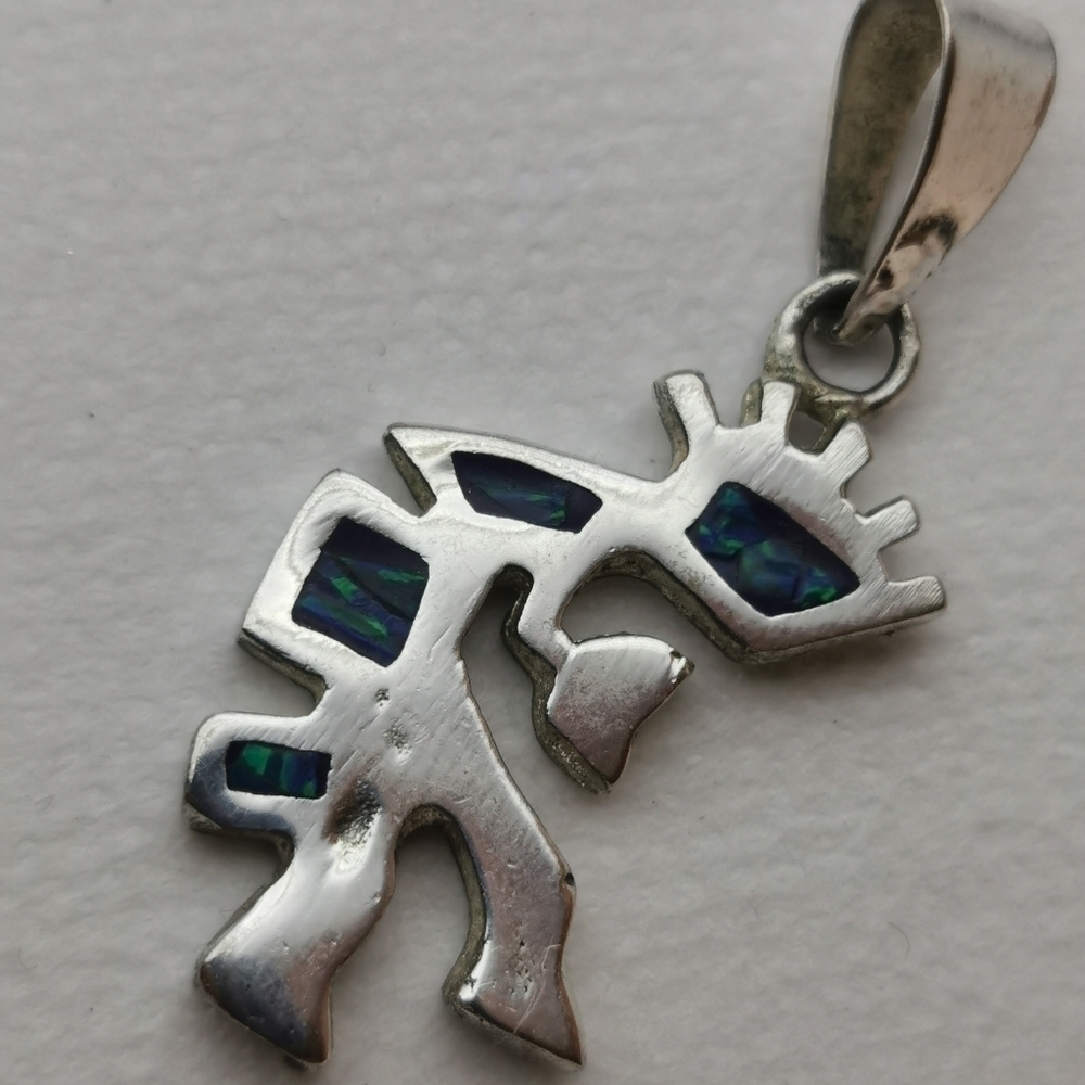 Blue opal  dancing sterling pendant